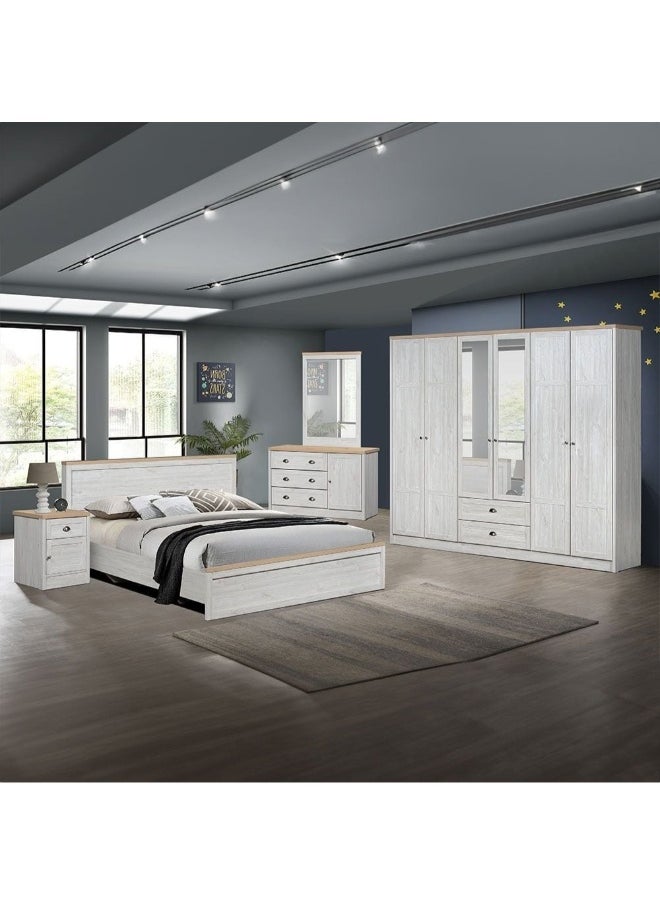 Cambridge 6-Door Wardrobe With 2 Drawers And Mirror Spacious Bedroom Storage Stylish Wardrobe With Drawers Full-Length Mirror Durable And Elegant Home Décor - Oak And White Oak