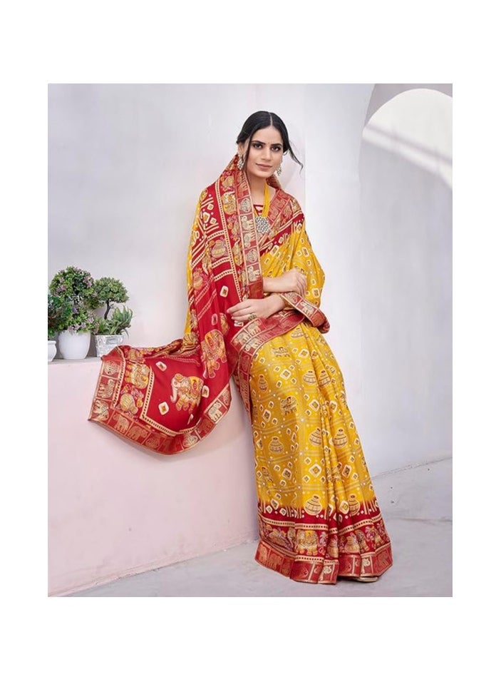 Women's Silk Saree Printed Saree With Unstitched Blouse Material - Suitable For All Occasions and Festivals