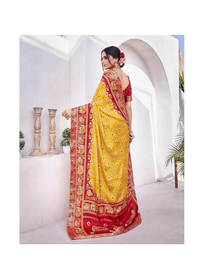 Women's Silk Saree Printed Saree With Unstitched Blouse Material - Suitable For All Occasions and Festivals