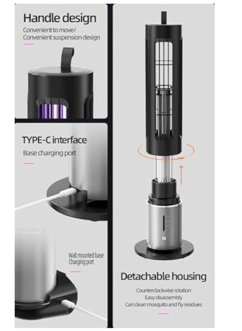Small Electric Mosquito Killer, Flying Insect Trap, Electric Mosquito Killer, Mosquito Killer With Uv Lamp, 360° Electric Fly Trap, Safe And Non-Toxic, Intelligent Time Control, Tpye C Interface