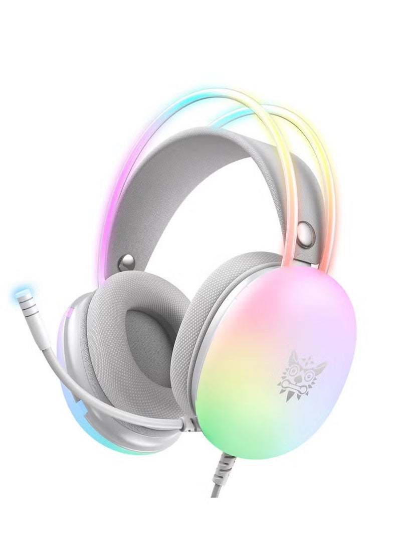 X25 RGB Gaming Headset – Immersive Stereo Sound, Noise-Cancelling Microphone, Adjustable Headband, RGB LED Lights – Comfortable Over-Ear Design, Perfect for Gaming, Streaming, Video Calls – Compatible with PC, PS4, Xbox, and Mobile Devices