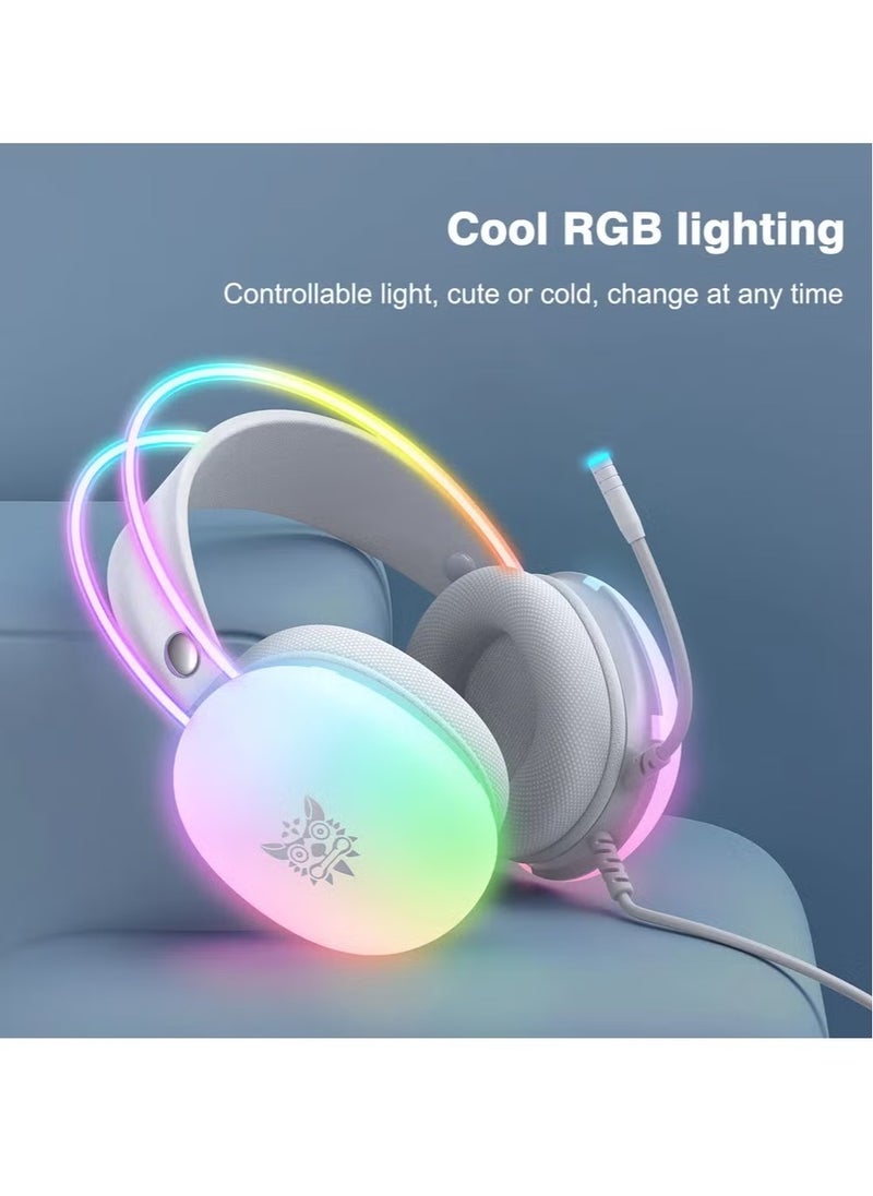 X25 RGB Gaming Headset – Immersive Stereo Sound, Noise-Cancelling Microphone, Adjustable Headband, RGB LED Lights – Comfortable Over-Ear Design, Perfect for Gaming, Streaming, Video Calls – Compatible with PC, PS4, Xbox, and Mobile Devices