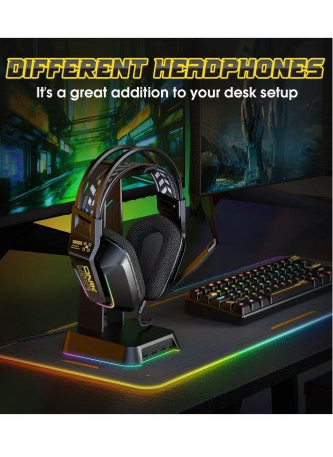 X13 RGB Colorful Lighting Wired Gaming Headset with Microphone – 2.2m Cable, Immersive Stereo Sound, Noise-Cancelling Mic, Adjustable Headband – Comfortable Over-Ear Design, Perfect for Gaming, Streaming, and Communication – Compatible with PC, PS4, Xbox, and Mobile Devices – Black