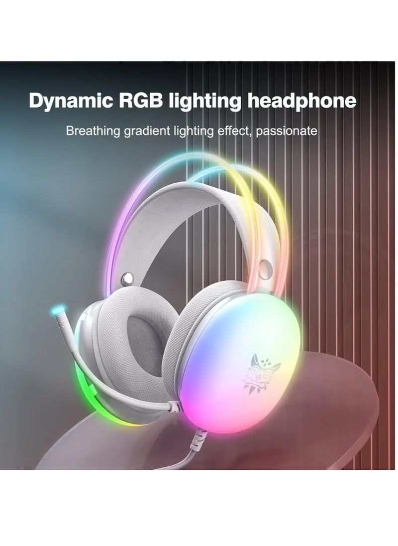 RGB Gaming Headset – High-Quality Stereo Sound, Noise-Canceling Microphone, Adjustable Headband, Comfortable Ear Cushions – RGB LED Lighting for Enhanced Gaming Experience – Ideal for Gaming, Streaming, and Communication