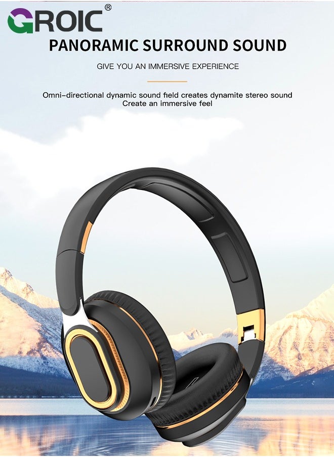 Portable Wireless Headphones, Foldable Lightweight Over-Ear Headphones, Ergonomically Designed Bluetooth Headphones, Soft and Comfortable for Office, School, Travel, Sports