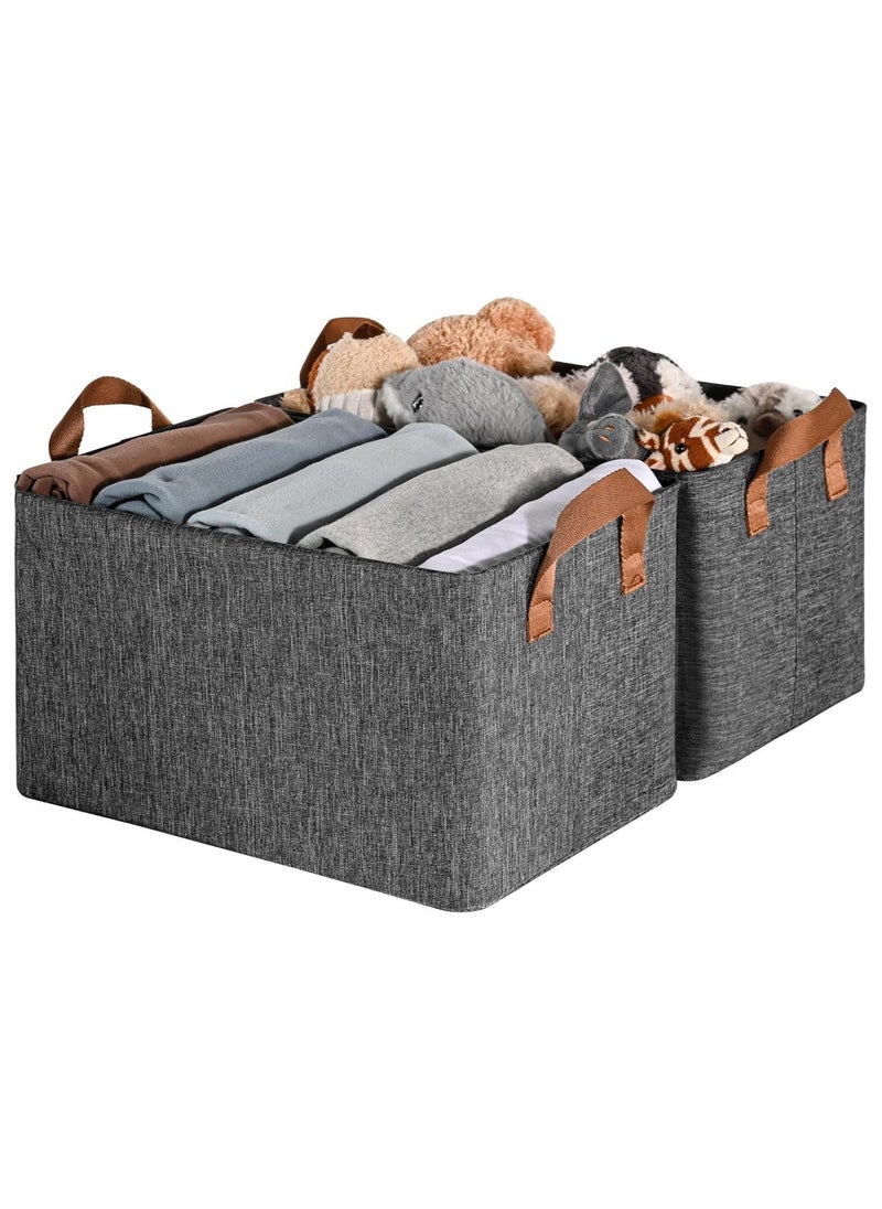 Pack of 2 Collapsible Storage Box for Organizing, Large Fabric Storage Baskets with Handles, Storage Organizer Box for Shelves