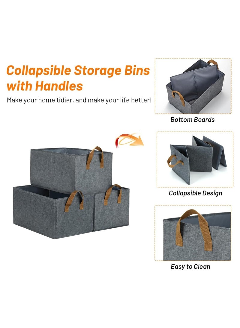 Pack of 2 Collapsible Storage Box for Organizing, Large Fabric Storage Baskets with Handles, Storage Organizer Box for Shelves