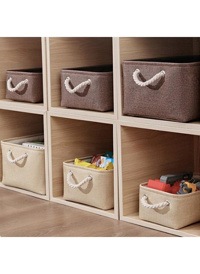 3PCS Collapsible Rectangular Storage Basket with Handles, Storage Bins Organizer Shelf Basket for Organizing Shelves, Closets, Clothes, and Toy (Brown)