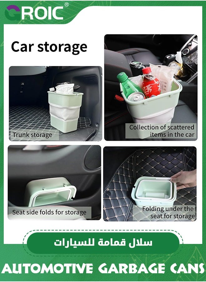 Green Car Trash Can with Lid, Mini Auto Garbage Can Leakproof Vehicle Trash Bin Fits Cup Holder in Console or Door for Automotive Car, Home, Office, Kitchen, Dinning Room