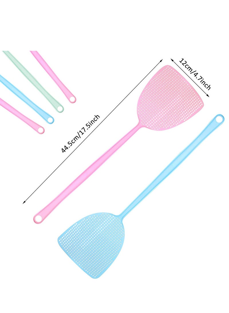 Fly Swatter 4 Pack, Plastic Fly Swatters Heavy Duty, Assorted Colors Strong Flexible Manual Fly Swatter with Long Handle, Insects, Bugs and Fly Killer Random Selection of Colors