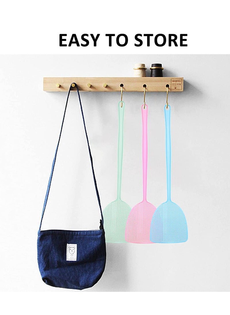 Fly Swatter 4 Pack, Plastic Fly Swatters Heavy Duty, Assorted Colors Strong Flexible Manual Fly Swatter with Long Handle, Insects, Bugs and Fly Killer Random Selection of Colors