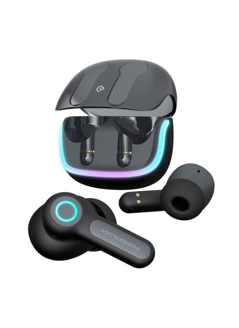 Quad Mic ENC True Wireless Earbuds, 6h Playtime, Bluetooth 5.3, Type-C Charging, 10m Transmission Distance, RGB Lights - Black