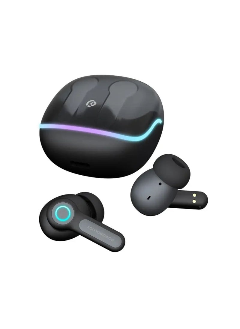 Quad Mic ENC True Wireless Earbuds, 6h Playtime, Bluetooth 5.3, Type-C Charging, 10m Transmission Distance, RGB Lights - Black