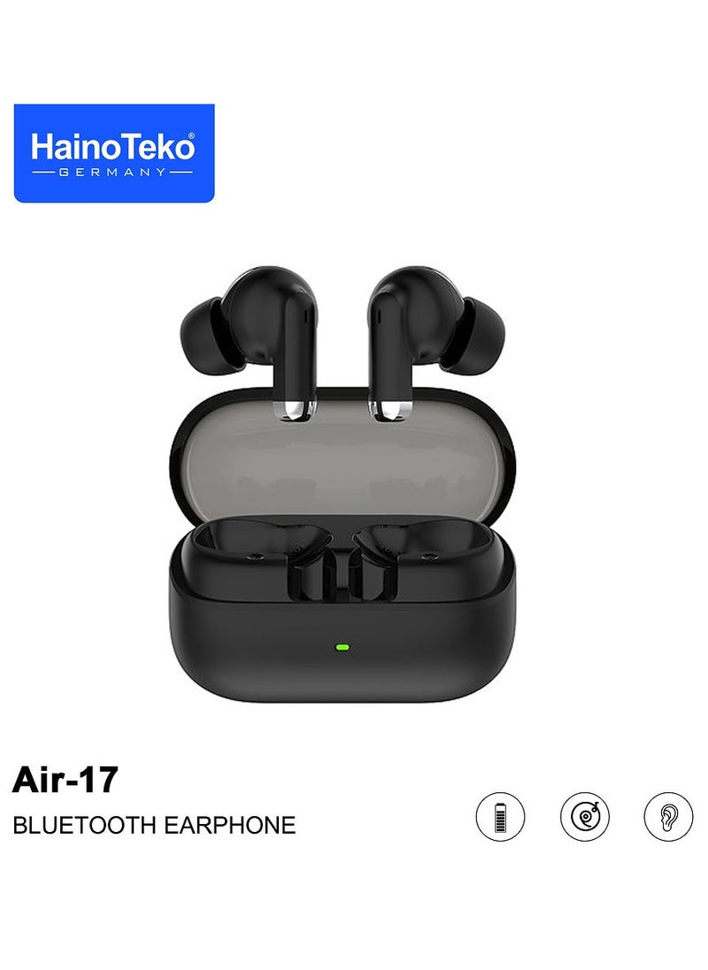 Haino Teko Air-17 True Wireless Earphone Bass Music and Super Clear Mic Designed for Android Mobiles and Tablets Black