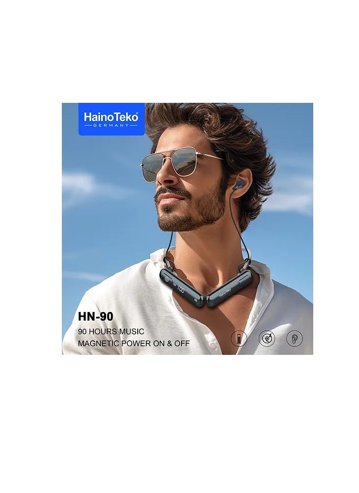 HainoTeko HN-90 Bluetooth Neckband Wireless Earphones 90 Hours of Music With Super Clear Microphone