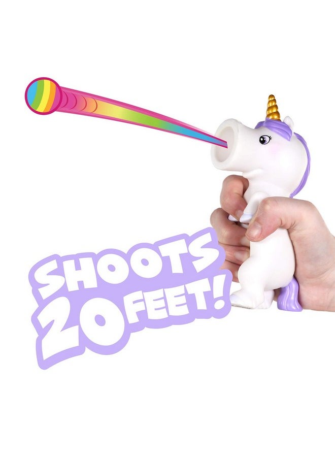 Unicorn Ball Popper Toy - Christmas Stocking Stuffer Includes 4 Soft Foam Balls - Squeeze To Pop Air Powered Balls Up To 20 Feet - Safe For Indoor/Outdoor Play - Gift For Kids, Girls, Boys