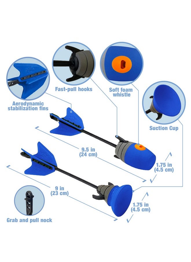 Air Storm Z-Tek Bow Dual Pack - 1 Red Bow, 1 Blue Bow, 6 Zonic Whistle Arrows And 6 Suction Cup Arrow, Shoots Arrows Up To 155 Feet, For Ages 14 And Up