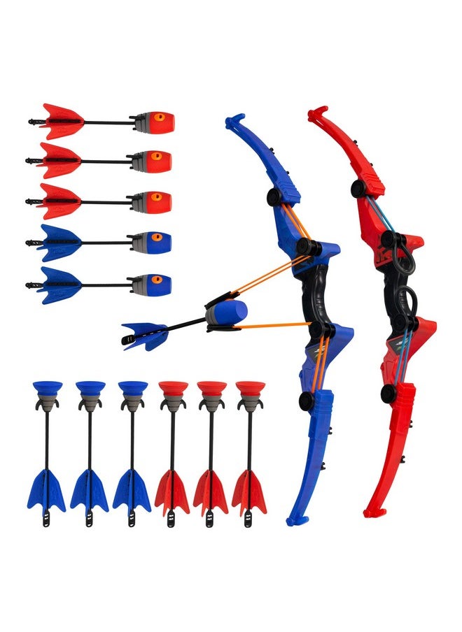 Air Storm Z-Tek Bow Dual Pack - 1 Red Bow, 1 Blue Bow, 6 Zonic Whistle Arrows And 6 Suction Cup Arrow, Shoots Arrows Up To 155 Feet, For Ages 14 And Up