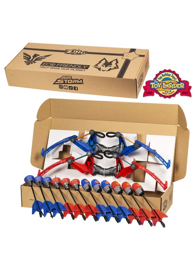 Air Storm Z-Tek Bow Dual Pack - 1 Red Bow, 1 Blue Bow, 6 Zonic Whistle Arrows And 6 Suction Cup Arrow, Shoots Arrows Up To 155 Feet, For Ages 14 And Up