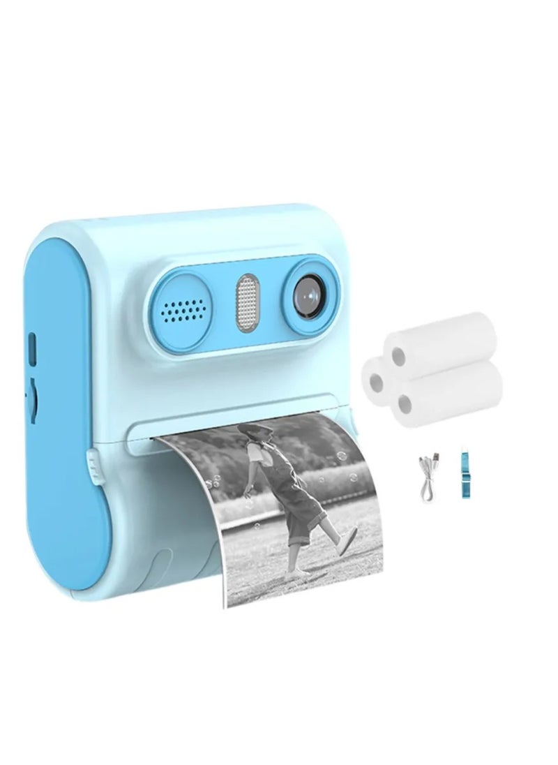 Digital Camera For Kids 46MP Kids Camera With 32GB SD Card Full HD 1080P Cameras Mini Kids Camera With Instant Print Thermal Printer With 3 Thermal Rolls 2.4Inch Eye Protect Screen With Speaker Blue