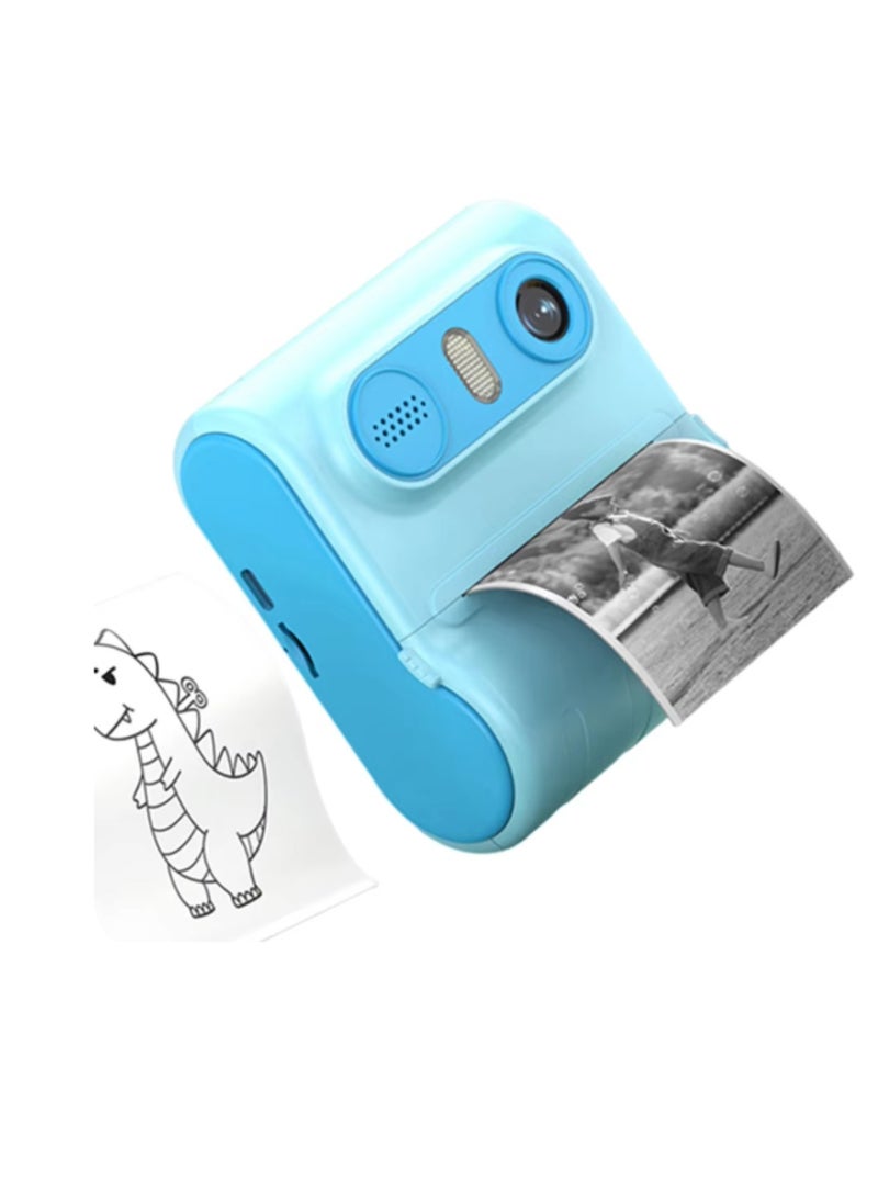 Digital Camera For Kids 46MP Kids Camera With 32GB SD Card Full HD 1080P Cameras Mini Kids Camera With Instant Print Thermal Printer With 3 Thermal Rolls 2.4Inch Eye Protect Screen With Speaker Blue