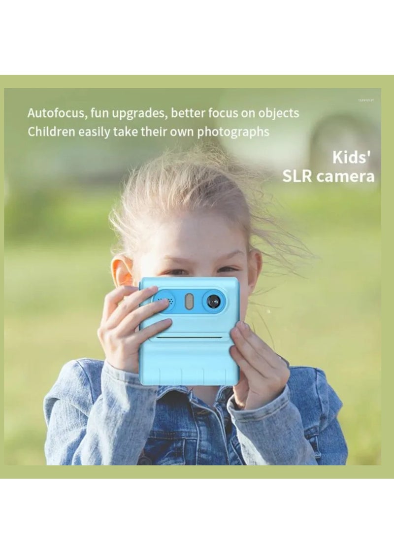 Digital Camera For Kids 46MP Kids Camera With 32GB SD Card Full HD 1080P Cameras Mini Kids Camera With Instant Print Thermal Printer With 3 Thermal Rolls 2.4Inch Eye Protect Screen With Speaker Blue