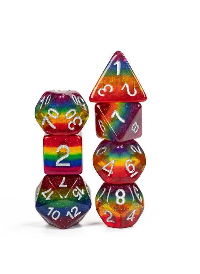 7Pcs Rainbow-Pride Polyhedral Dice Set, Homosexual Flag D&D Dice For Dungeons And Dragons, Dnd Dice For Rpg Mtg And Other Table Games