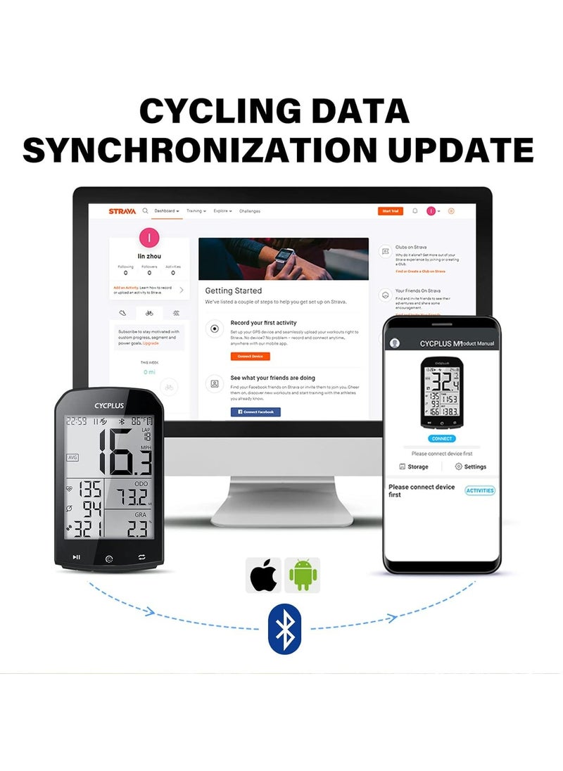 CYCPLUS M1 GPS Bike Computer - Highly Visible Bike Speedometer & Odometer - 2.9