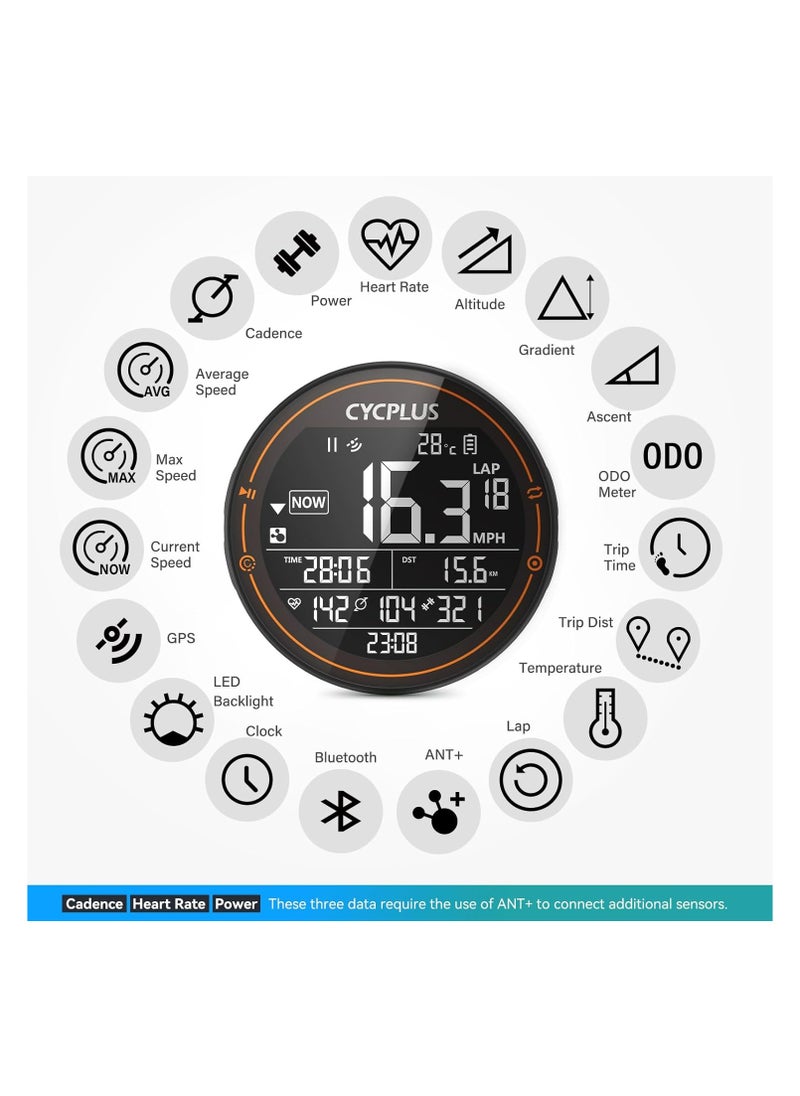 CYCPLUS M2 GPS Bike Computer -  Innovative Bike Speedometer & Odometer  - 2.5