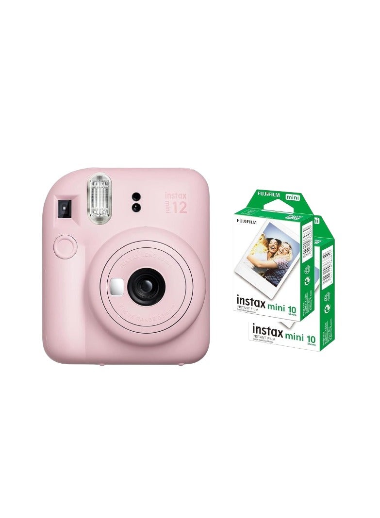 Instax Mini 12 Instant Camera -Blossom Pink  + 20 Sheet Film+ Case+ Album