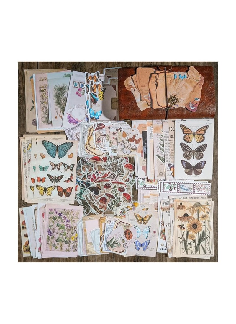 HASTHIP® 200pcs Vintage Scrapbook Supplies Pack for Art Journaling Bullet Junk Journal Planners DIY Paper Stickers Craft Kits Notebook Collage Album Aesthetic Picture