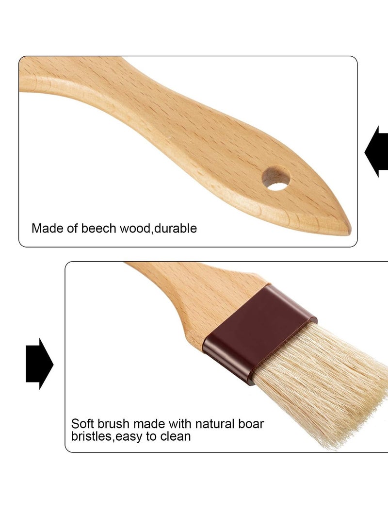 Boao 4 Pieces Pastry Brushes Baking Basting Brush with Natural Bristle BBQ Oil Brush Wooden Handle Food Brush for Cooking Butter Egg Kitchen Brush Culinary Utensil(1 Inch, 1 1/2 Inch)
