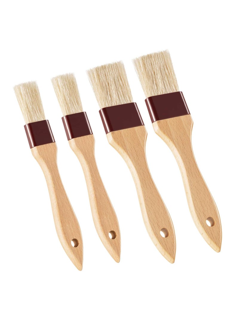 Boao 4 Pieces Pastry Brushes Baking Basting Brush with Natural Bristle BBQ Oil Brush Wooden Handle Food Brush for Cooking Butter Egg Kitchen Brush Culinary Utensil(1 Inch, 1 1/2 Inch)
