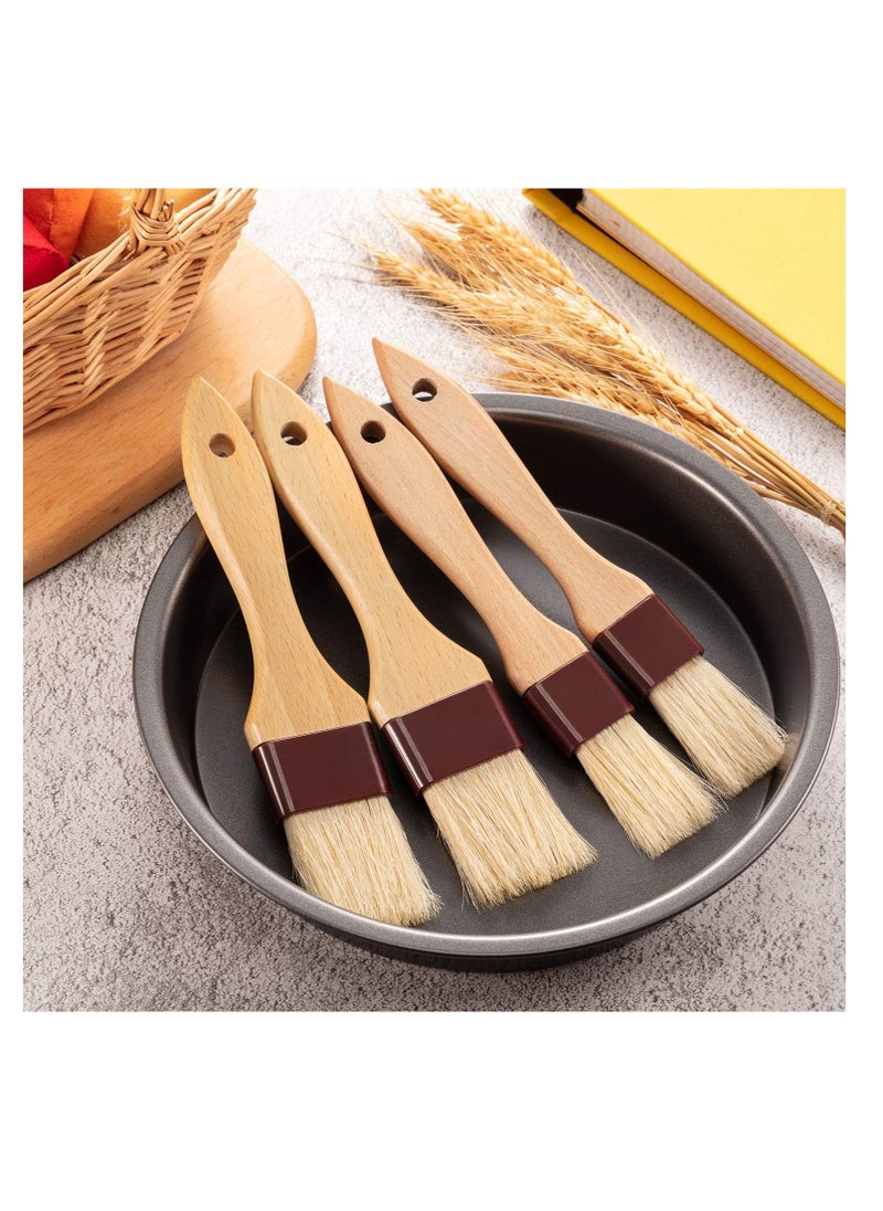 Boao 4 Pieces Pastry Brushes Baking Basting Brush with Natural Bristle BBQ Oil Brush Wooden Handle Food Brush for Cooking Butter Egg Kitchen Brush Culinary Utensil(1 Inch, 1 1/2 Inch)