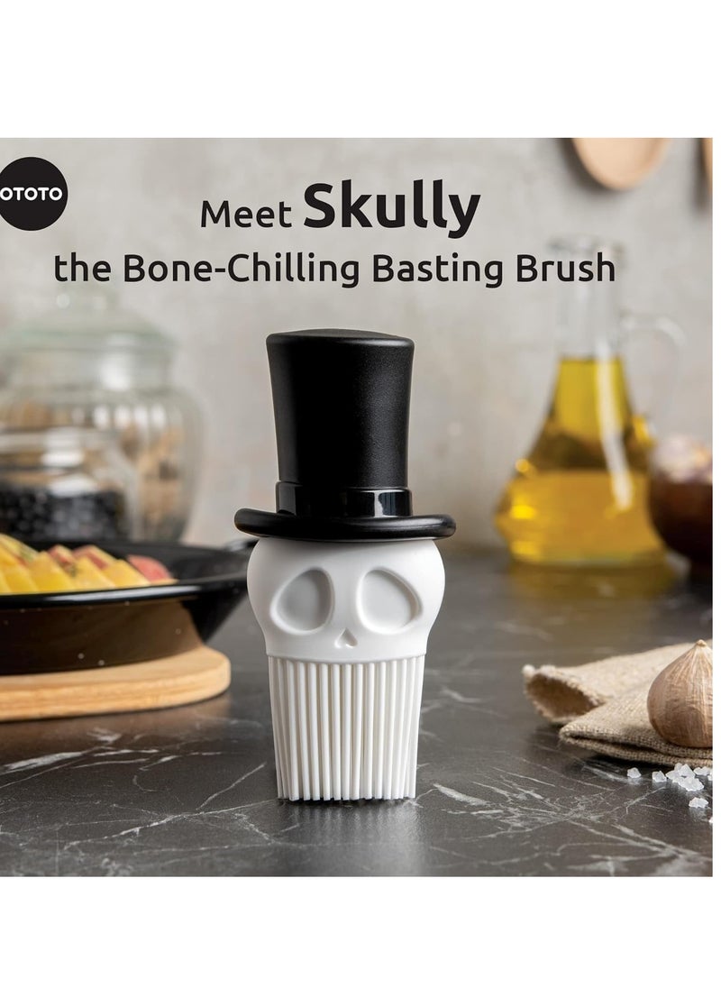 OTOTO Skully Basting Brush - Food Basting Brush for Cooking, Halloween Gifts, Gothic Kitchen Brush, Spooky Gifts, Skull Kitchen Accessories