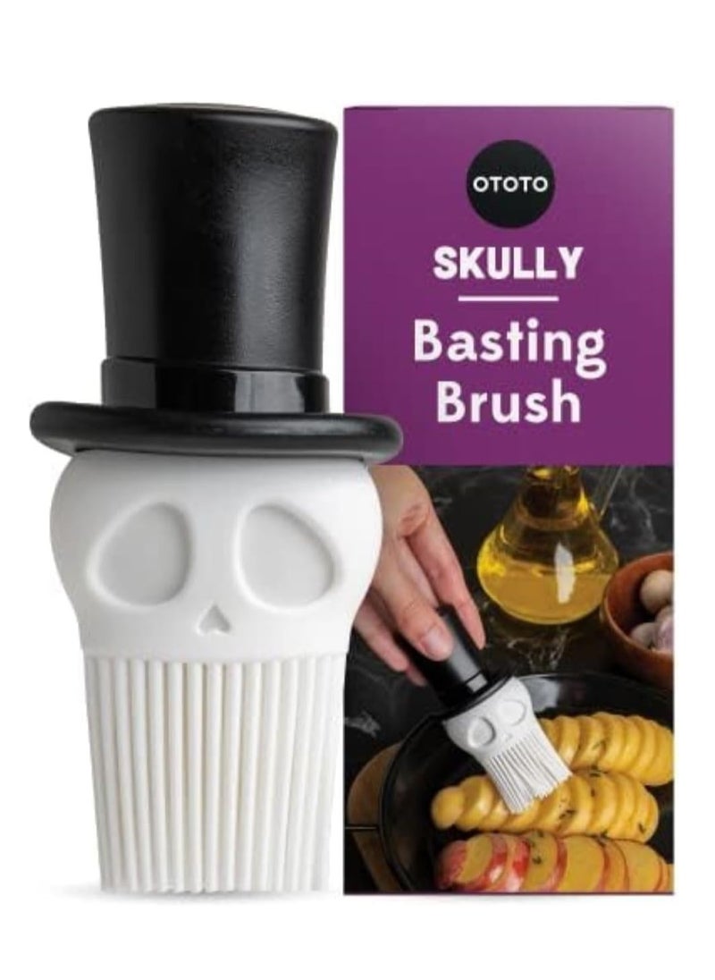 OTOTO Skully Basting Brush - Food Basting Brush for Cooking, Halloween Gifts, Gothic Kitchen Brush, Spooky Gifts, Skull Kitchen Accessories