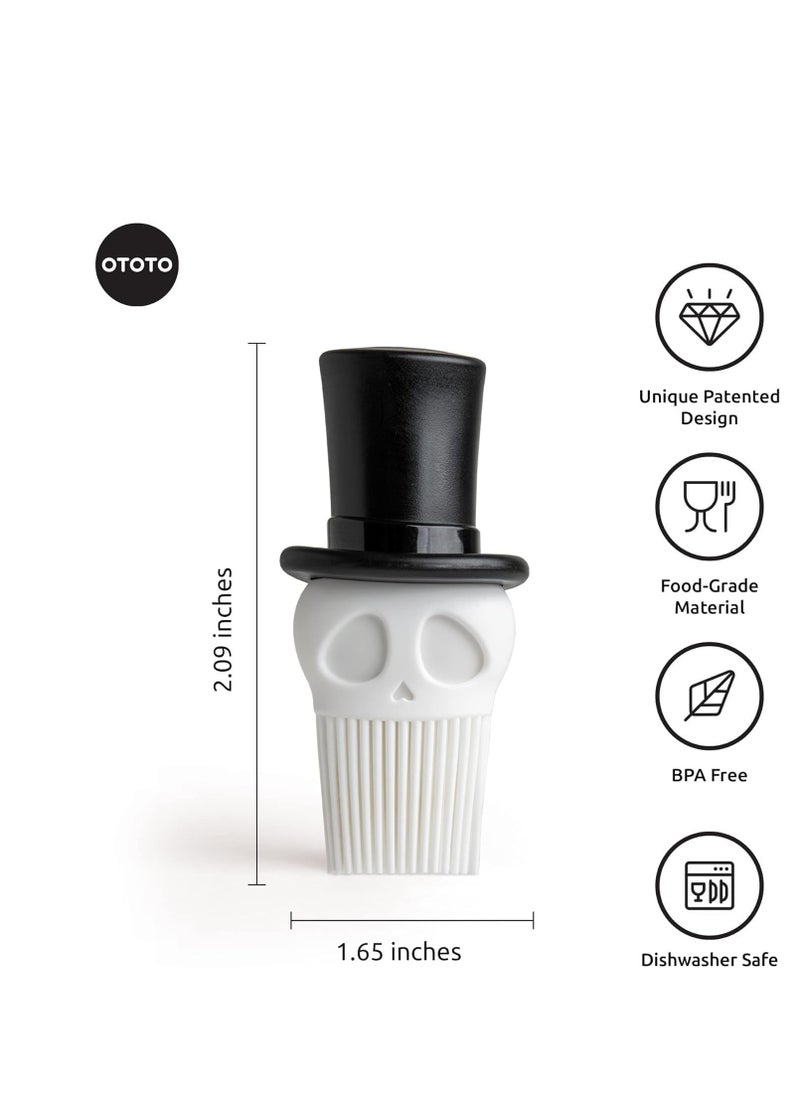OTOTO Skully Basting Brush - Food Basting Brush for Cooking, Halloween Gifts, Gothic Kitchen Brush, Spooky Gifts, Skull Kitchen Accessories