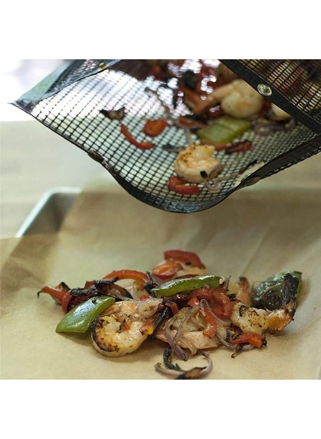 Set of 2 BBQ Mesh Grill Bags Barbecue Bag 40 * 27cm Reusable Grilling Pouches for Charcoal, Gas, Electric Grills for All Event