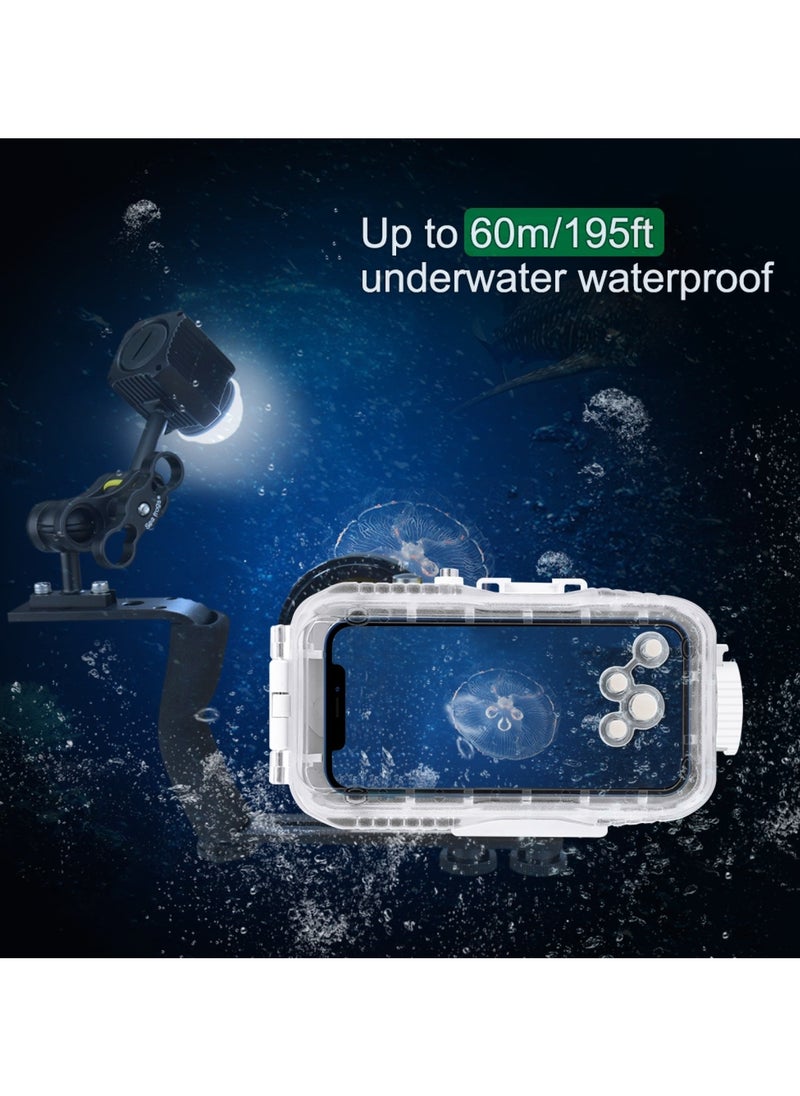 PULUZ 60m Underwater LED Photography Fill Light 7.4V/1100mAh Diving Light for GoPro Hero11 Black / HERO10 Black / HERO9 Black /HERO8 / HERO7 /6 /5 /5 Session /4 Session /4 /3+ /3 /2 /1, Insta360 ONE R, DJI Osmo Action and Other Action Cameras