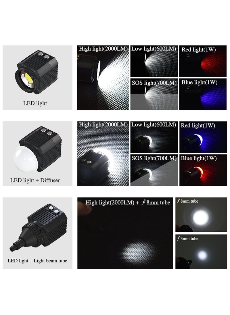 PULUZ 60m Underwater LED Photography Fill Light 7.4V/1100mAh Diving Light for GoPro Hero11 Black / HERO10 Black / HERO9 Black /HERO8 / HERO7 /6 /5 /5 Session /4 Session /4 /3+ /3 /2 /1, Insta360 ONE R, DJI Osmo Action and Other Action Cameras