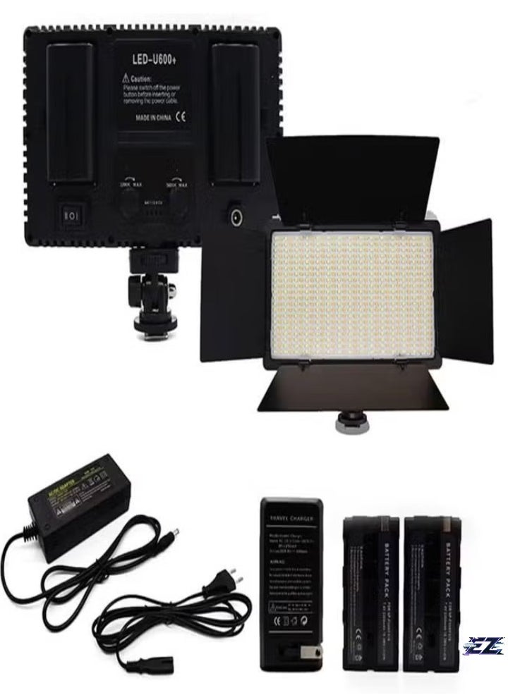 Rechargeable Pro LED 600 Photography Light – Adjustable Color Temperature for Photo Shoot, Video Making, YouTube Vlogs, TikTok & Insta Reels – Professional Wedding Photography LED Studio Light with Stand & Camera Mount