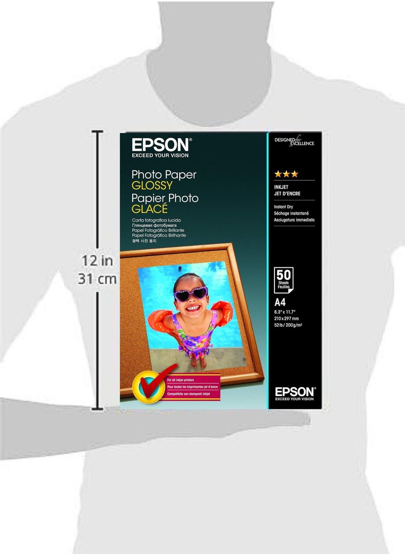 Epson C13S042539 A4 Photo Paper Pack of 50, Pink, 235G404, 50 Sheets