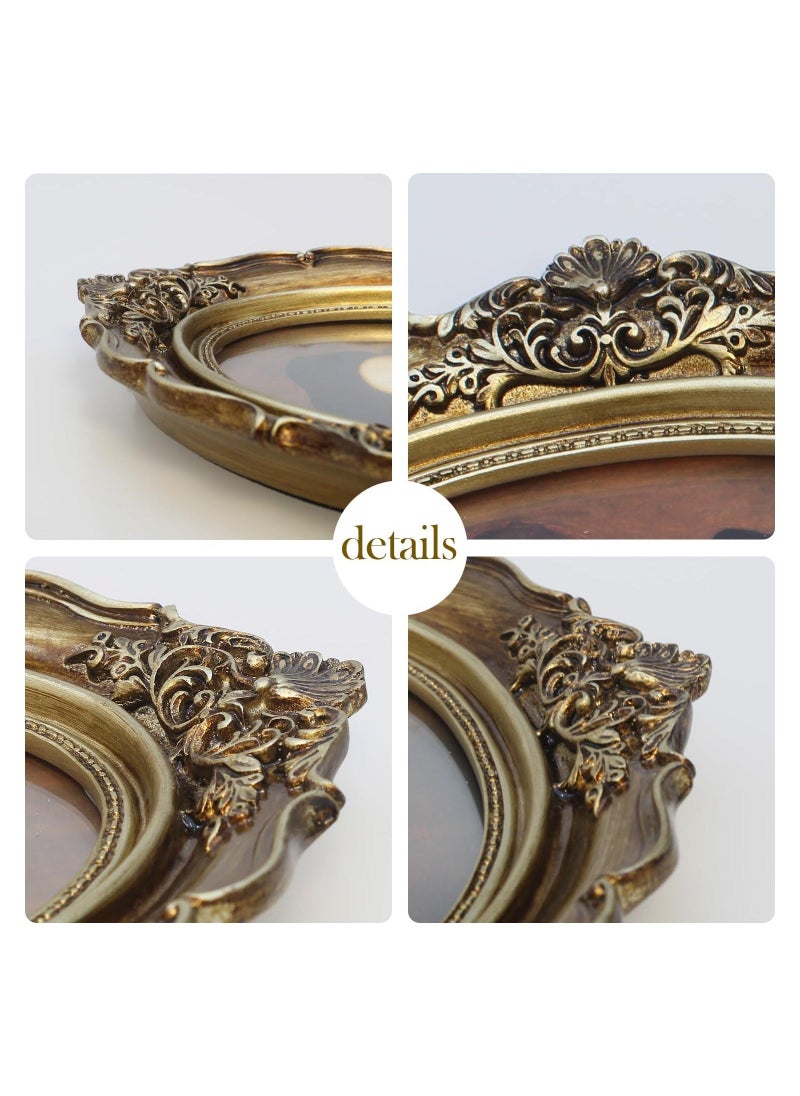 Antique Oval Picture Frame Vintage Photo Glass Front Tabletop or Wall Hanging Art Gallery Decor for Home Office Shop Store Decoration Festivals Gift Bronze Gold 4x6In