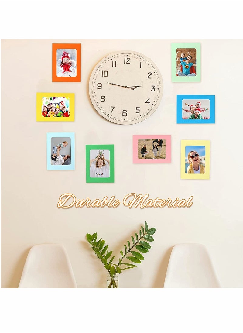 Paper Picture Frames, 10 Pieces Colorful DIY Creative Retro Kraft Paper Polaroid Films Hanging Album Frame with Wood Clips and Jute T, for Home School Office Wall Decoration (4x6 inch)