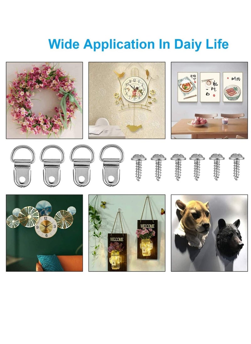 50 Pack D Ring Picture Frame Hanging Hangers with Screws for Picture Hanging, Home Decoration, Artwork, Picture Frame Hook, Photos, Mirrors, Hanging Clock