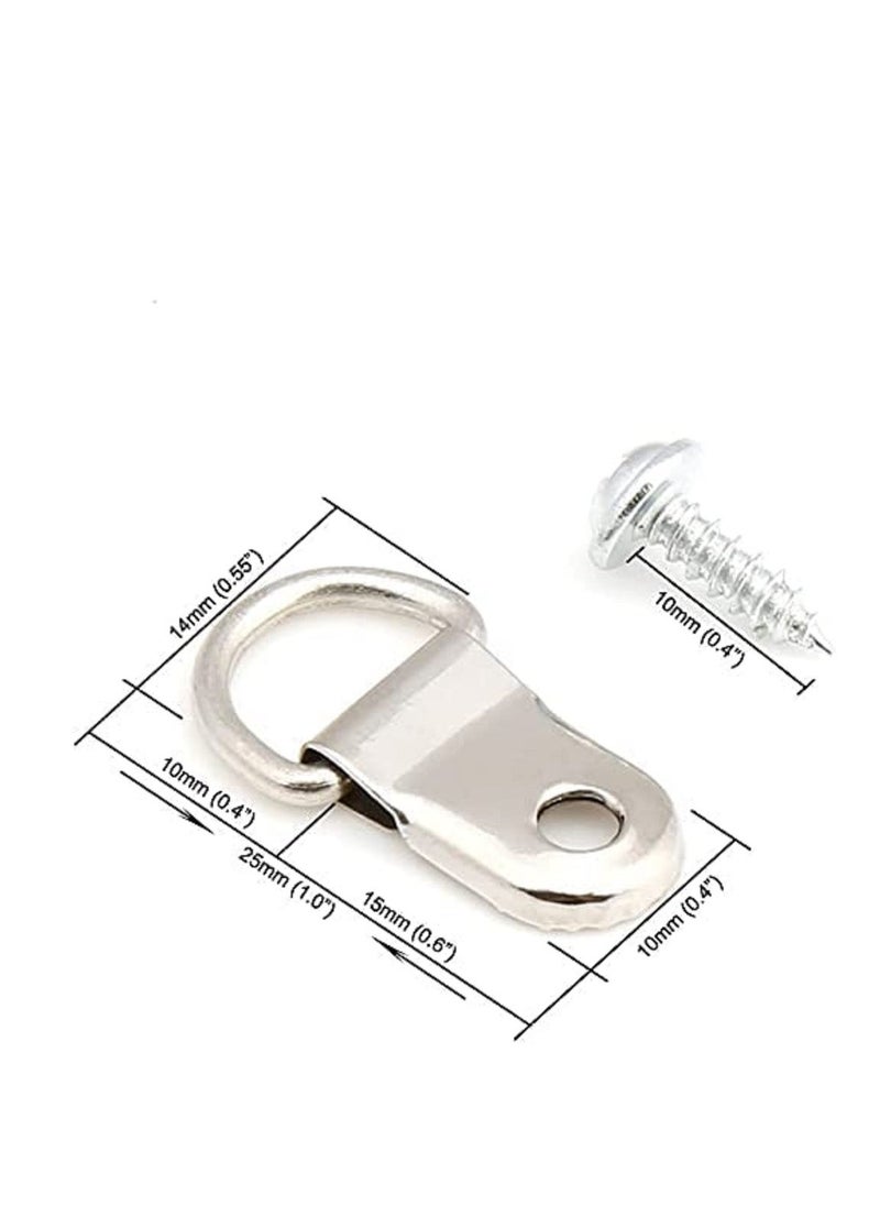 50 Pack D Ring Picture Frame Hanging Hangers with Screws for Picture Hanging, Home Decoration, Artwork, Picture Frame Hook, Photos, Mirrors, Hanging Clock