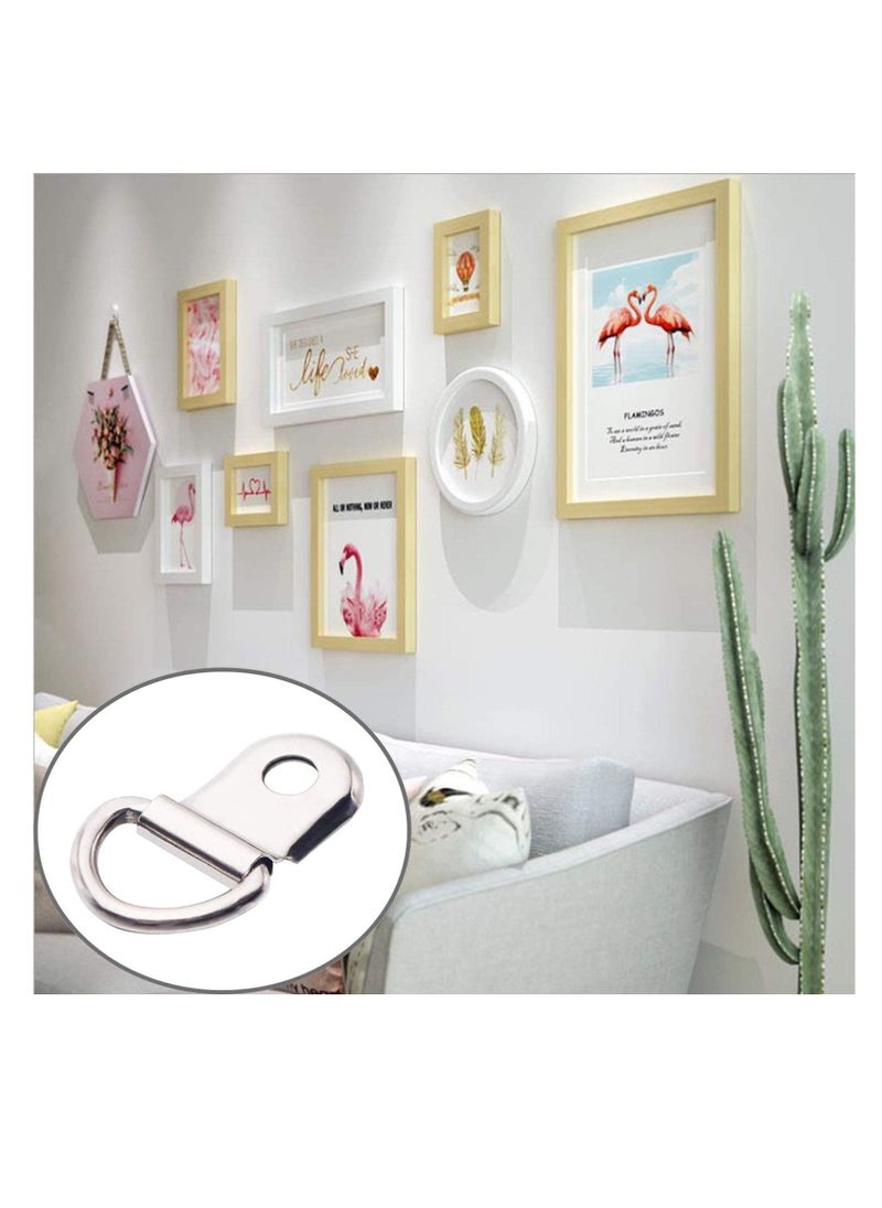 50 Pack D Ring Picture Frame Hanging Hangers with Screws for Picture Hanging, Home Decoration, Artwork, Picture Frame Hook, Photos, Mirrors, Hanging Clock