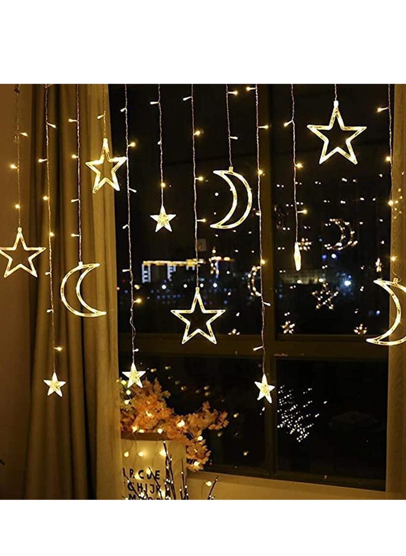 Ramadan Decoration Lights, Moon And Stars And Serial Lights, 3.5M Ramadan Lights, Yellow,