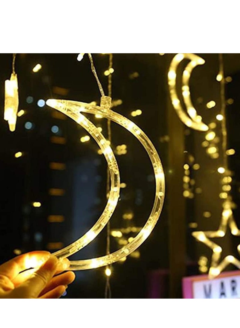 Ramadan Decoration Lights, Moon And Stars And Serial Lights, 3.5M Ramadan Lights, Yellow,