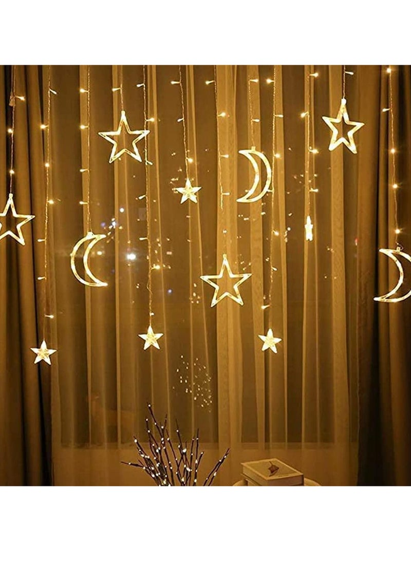 Ramadan Decoration Lights, Moon And Stars And Serial Lights, 3.5M Ramadan Lights, Yellow,